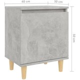  Noćni ormarić s drvenim nogama siva boja betona 40 x 30 x 50 cm | Eponuda.com
