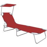  Sklopiva ležaljka za sunčanje s krovom crvena aluminijska | shoptok.hr
