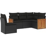 Maison Chic Seti vrtnega pohištva - Vrtna garnitura - Vrtni pohištvo set 5-delna z blazinami črn poli ratan, (21817911) | Shoptok.si