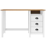 Furnova Pisalna miza Hill s 3 predali 120x50x74 cm trdna borovina, (21925405) | Shoptok.si