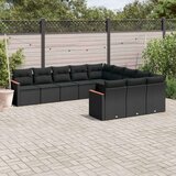  11-dijelni set vrtnih sofa od poliratana s jastucima crni Cijene