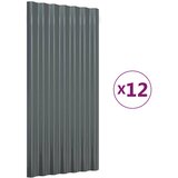 Krovni paneli 12 kom pocinčani čelik antracit 80x36 cm | shoptok.hr