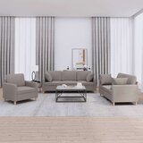  3-dijelni set sofa s jastucima smeđesivi od tkanine Cijene