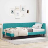 vidaXL Kutni okvir kreveta s madracem Tirkizna 90 x 200 cm Baršun | shoptok.hr