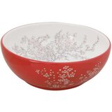 Nadgradni Nadpultni umivalnik bel in rdeč okrogel Φ41x14 cm keramika | Shoptok.si