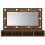 Ormarić s ogledalom LED boja smeđeg hrasta 90x31,5x62 cm | Eponuda.com