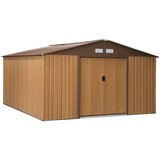 Outsunny vrtna lopa z dvojnimi drsnimi vrati, jeklena vrtna lopa, 340x386x200cm, rumena, (20753914) | Shoptok.si