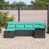  Sjedeća garnitura za vrt 6 kom. Poli ratan Crna 242,5 x 132,5 x 85 cm | shoptok.hr