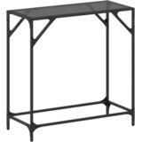  Konzolni stol s crnom staklenom površinom 80x35x81 cm čelični | shoptok.hr