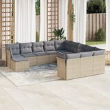 vidaXL 12-dijelni set vrtnih sofa od poliratana s jastucima bež Cijene
