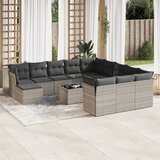 vidaXL 13-dijelni set vrtnih sofa poliratan s jastucima svijetlosivi Cijene