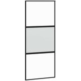  Klizna vrata s priborom crna 90 x 205 cm kaljeno staklo | shoptok.hr