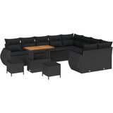 vidaXL 12-delni vrtni sofa set z blazinami Črn poly ratan akacija, 3-delni vrtni jedilni set z blazinami Črn poly ratan akacija Cene