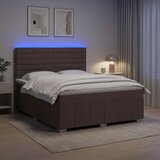  LED okvir za krevet s madracem Tamno smeđa 140 x 200 cm Tkanina Slike