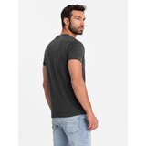 Ombre Men's t-shirt with unbuttoned round henley neckline - black | Eponuda.ba