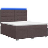  LED okvir za krevet s madracem Tamno smeđa 160 x 200 cm Tkanina | shoptok.hr