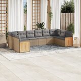 vidaXL 10-dijelni set vrtnih sofa s jastucima bež od poliratana | shoptok.hr