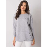 Fashion Hunters rue paris gray melange kangaroo sweatshirt without a hood Cene