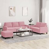  3-dijelni set sofa s jastucima ružičasti baršunasti | shoptok.hr