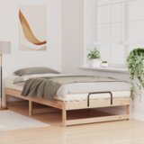 vidaXL Krevetni okvir z ročaji Rjava 100 x 210 cm Trdna borovina | Shoptok.si