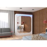 ADRK Klizni ormar s ogledalom i LED rasvjetom ARIZONA, 180 cm - BIJELA | shoptok.hr