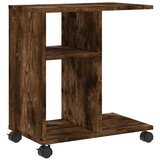 Furnova Stranska mizica s kolesi dimljen hrast 50x30x55 cm inžen. les, (22056263) | Shoptok.si