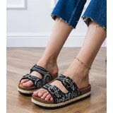 Gemre Black ethnic slides with buckles on straps Zebrina | ePonuda.com