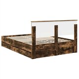  Krevetna konstrukcija s ladicama Dimljeni hrast 150 x 200 cm | shoptok.hr