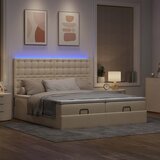  Otomanski okvir kreveta s madracima krem 160x200cm od tkanine | shoptok.hr