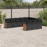 vidaXL 10-dijelni set vrtnih sofa s jastucima crni od poliratana | shoptok.hr