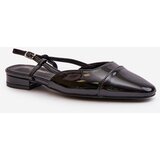 Boto Glossy Ballerinas On Low Heel With Open Heel Black Kairael | Shoptok.si
