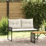 Vanjska klupa s jastukom Crna i krem-bijela 118 x 55 x 82 cm - Crna i krem bijela