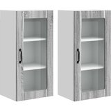  Zidni stakleni ormarić 2 pcs Siva Sonoma 40 x 31 x 80 cm | shoptok.hr