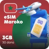 Maroko eSIM kartica - 3GB prepaid mobilnih podataka za 30 dana