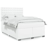 vidaXL Box spring postelja z vzmetnico bel 140x200 cm umetno usnje | Shoptok.si