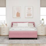 Box Spring Krevet s Madracem Ružičasta 160x200 cm Baršun | shoptok.hr