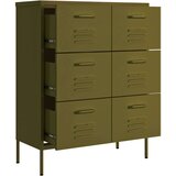 vidaXL Omarica s predali olivno zelena 80x35x101,5 cm jeklo | Shoptok.si