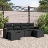  6-dijelni set vrtnih sofa s jastucima crni od poliratana | shoptok.hr