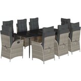  9-dijelni vrtni blagovaonski set od poliratana s jastucima sivi | shoptok.hr