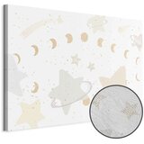  Slika - Fairy-Tale Galaxy - Phases of the Moon in Yellow Tones Among Stars in Beige and Ash Colors with Stardust 60x40 Premium P | shoptok.hr