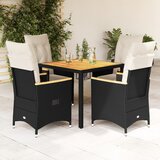 vidaXL 5-dijelni vrtni blagovaonski set s jastucima od poliratana crni | shoptok.hr