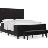 Box Spring krevet s madracem i klupom crni 140x200 cm baršun | shoptok.hr