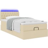 vidaXL Otomanski posteljni okvir z vzmetnico krem 80x200 cm blago, (21608283) | Shoptok.si