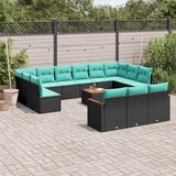  Vrtni set s jastucima, 14 dijelova, crni poliratan | shoptok.hr