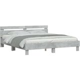  Posteljni okvir z vzglavjem betonsko siv 200x200 cm i | Shoptok.si