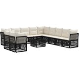 vidaXL Vrtna sedežna garnitura 12 pcs Črna poli ratan, (5000269931) | Shoptok.si