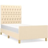 The Living Store Posteljni okvir z vzglavjem krem 90x200 cm blago - Posteljni Okvir Z Vzglavjem, (21529150) | Shoptok.si