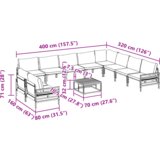 vidaXL Sjedeća garnitura za vrt 11 pcs Antracitno siva Čelik | shoptok.hr