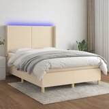  Krevet box spring s madracem LED krem 140x190 cm od tkanine | shoptok.hr