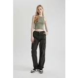 Defacto Straight Fit Cargo Gabardine Trousers